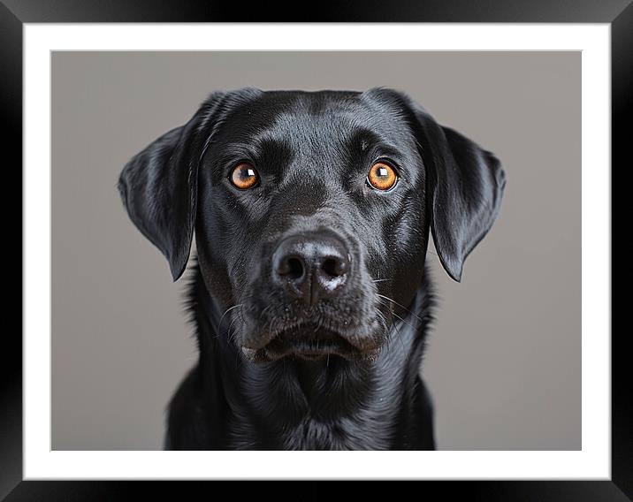 Black Labrador Portrait Framed Mounted Print by K9 Art