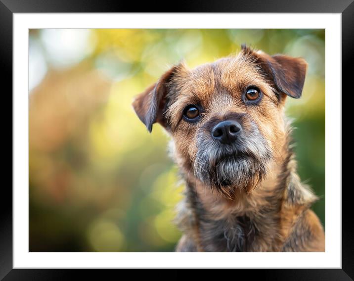 Border Terrier Portrait Framed Mounted Print by K9 Art