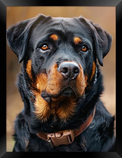 Rottweiler Portrait Framed Print by K9 Art
