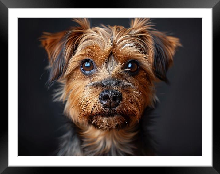 Yorkshire Terrier Portrait Framed Mounted Print by K9 Art