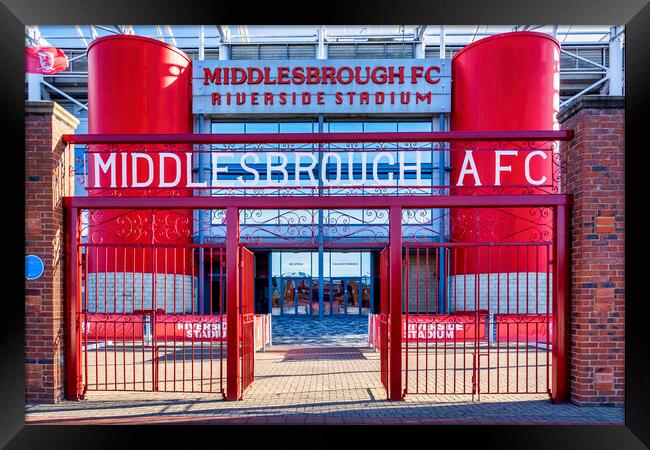 Riverside Stadium Gates: Middlesbrough FC Framed Print by STADIA 