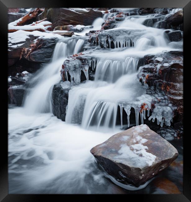 Icy Waterfall Framed Print by Fraser Hetherington