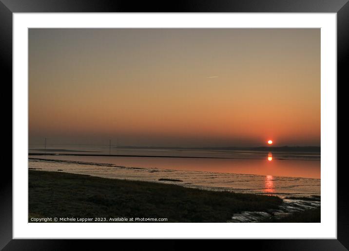 A sunset over the River Severn Framed Mounted Print by Michele Leppier