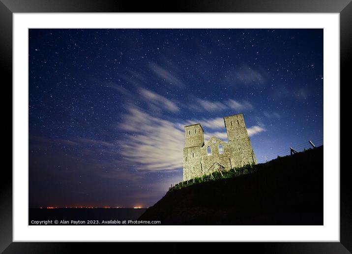 Reculver Towers at night Framed Mounted Print by Alan Payton