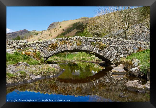 Watendlath pack horse bridge Framed Print by Alan Payton