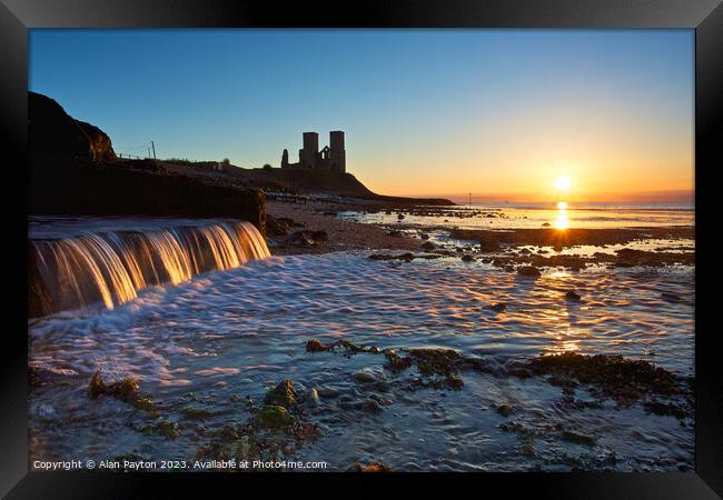 Sunset at Reculver towers Framed Print by Alan Payton