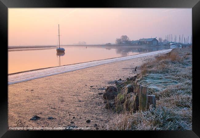 Dawn at Faversham creek on a cold morning Framed Print by Alan Payton