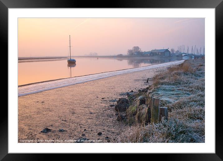 Dawn at Faversham creek on a cold morning Framed Mounted Print by Alan Payton