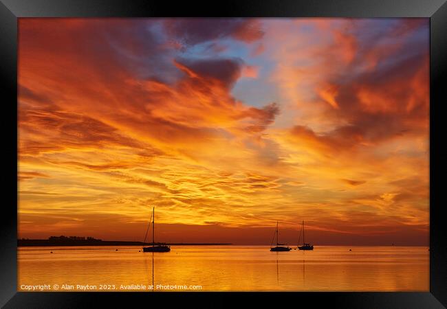 Vivid sunrise on Swale Estuary 2 Framed Print by Alan Payton