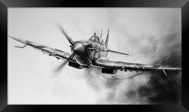 Supermarine Spitfire In Charcoal Framed Print by Airborne Images