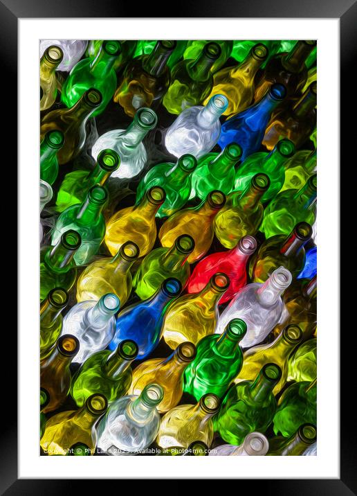 A collection of many coloured wine bottles Framed Mounted Print by Phil Lane