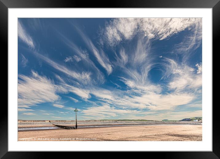 Cirrus clouds over Borth beach, Ceredigion, Wales, Framed Mounted Print by Phil Lane
