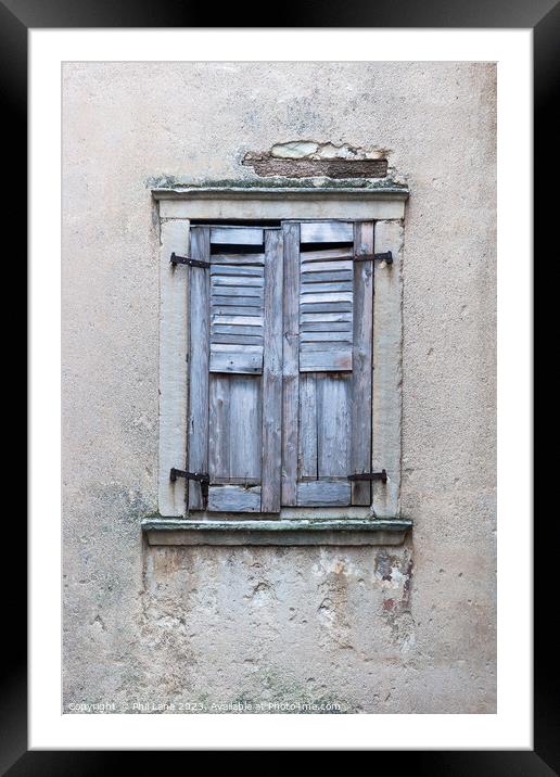 Shutters in Blue Framed Mounted Print by Phil Lane