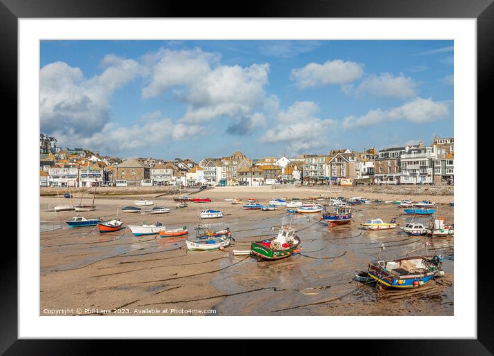 St Ives Town and Harbour Framed Mounted Print by Phil Lane