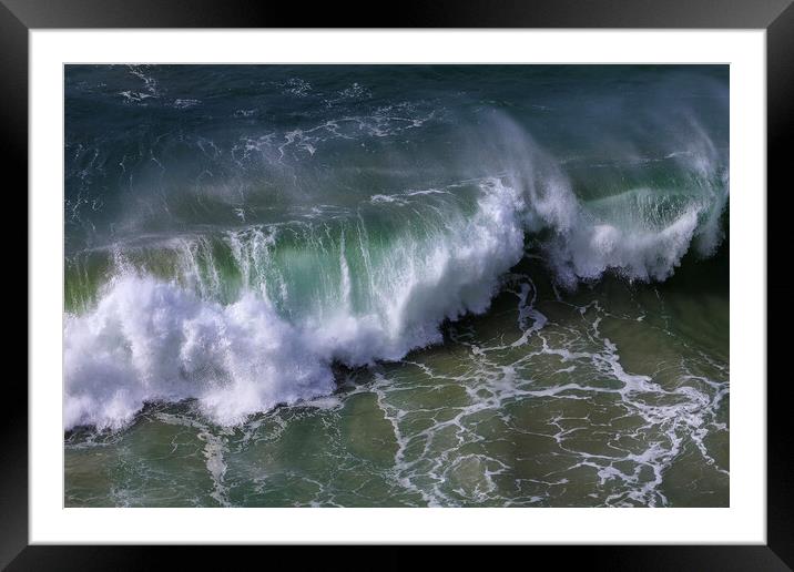 Wild wave in Nazare at the Atlantic ocean coast of Centro Portug Framed Mounted Print by Olga Peddi