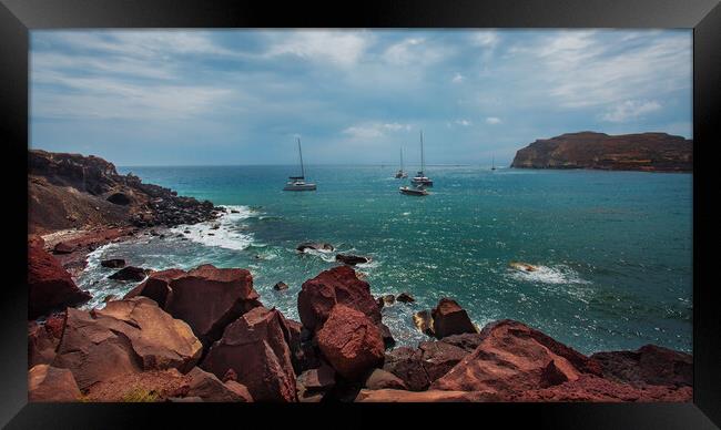 The Red Beach on the Greek Island of Santorini Framed Print by Olga Peddi