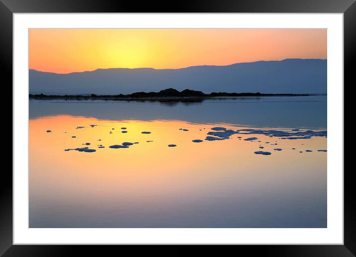 Sunrise and Dawn of the Dead Sea Framed Mounted Print by Olga Peddi