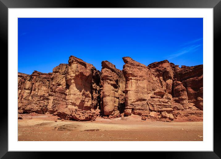 Solomons pillars, Timna Park, Negev desert, Israel Framed Mounted Print by Olga Peddi