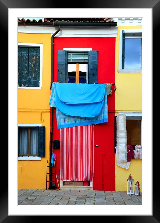 Beautiful colorful houses of Burano, Venice, Italy Framed Mounted Print by Olga Peddi