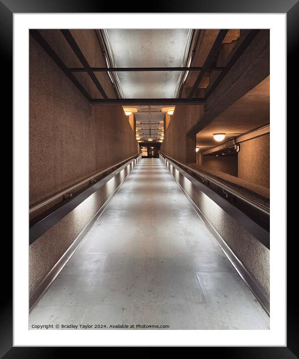 A Brutalist Corridor, Barbican Centre, London Framed Mounted Print by Bradley Taylor