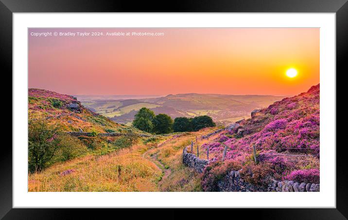 Curbar Edge Sunset, Peak District, UK Framed Mounted Print by Bradley Taylor