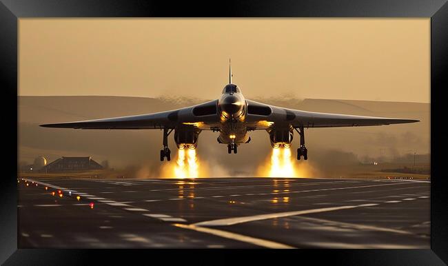 Avro Vulcan Sunset Takeoff Framed Print by T2 