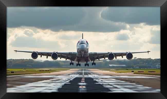 British Airways Airbus A380 Landing Framed Print by T2 