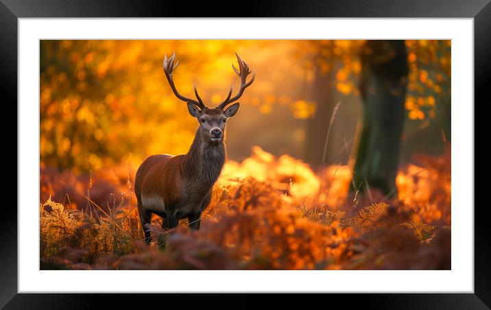 British Red Deer Stag Framed Mounted Print by T2 
