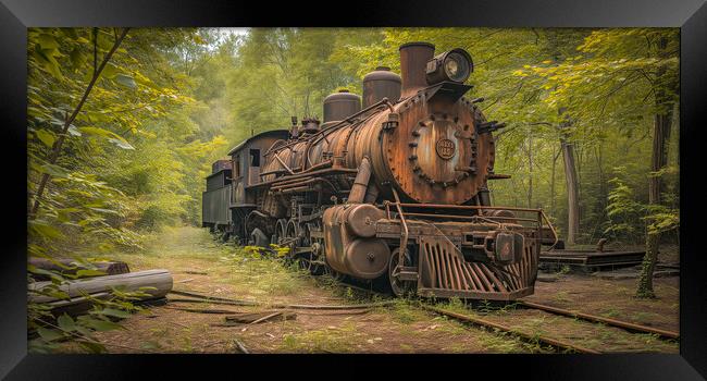 Abandoned American Steam Locomotive Framed Print by T2 