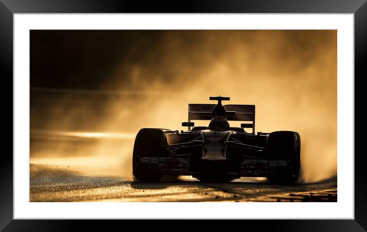 Formula 1 Car Silhouette: Sunshine and Showers Framed Mounted Print by T2 