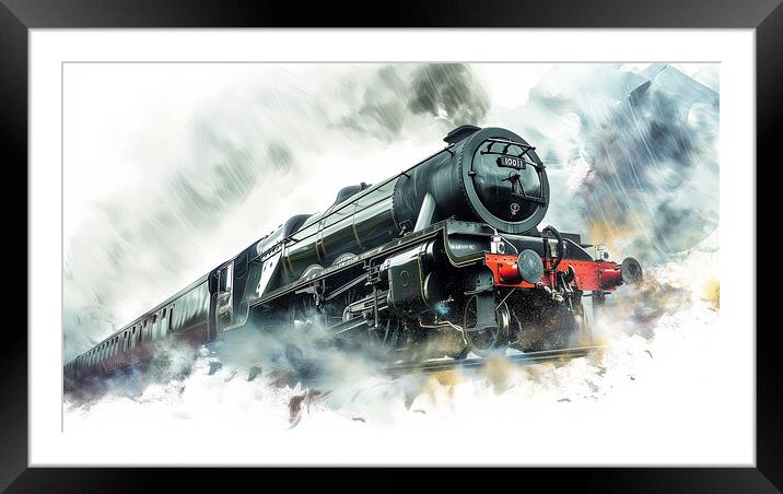 Flying Scotsman inspired Steam Train Art Framed Mounted Print by T2 