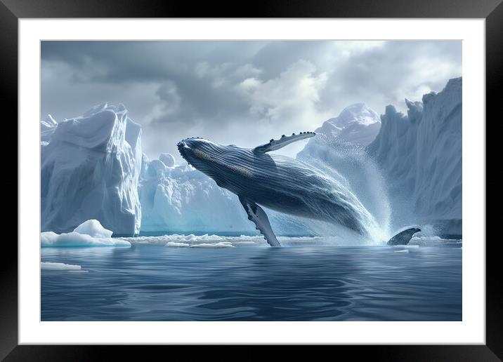 Humpback Whale Breaching Framed Mounted Print by T2 