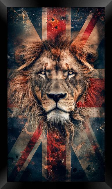 British Union Jack Lion Framed Print by T2 