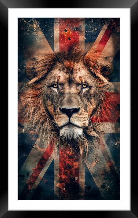 British Union Jack Lion Framed Mounted Print by T2 