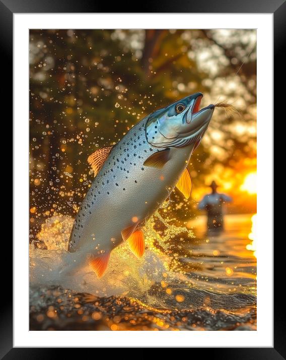 Fly Fishing for Atlantic Salmon Framed Mounted Print by T2 