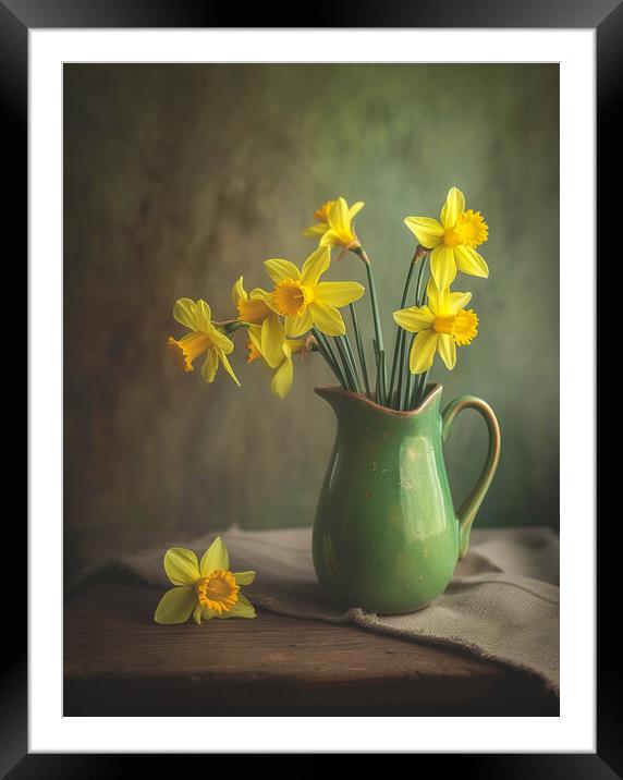 Daffodils in a Jug Framed Mounted Print by T2 