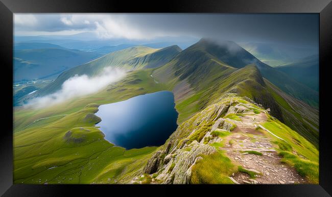 Striding Edge looking back to Glenridding Framed Print by T2 