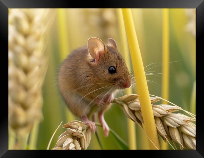 Harvest Mouse in a field of Barley Framed Print by T2 