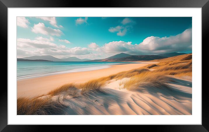 Luskentyre beach - Scottish isle of Harris Framed Mounted Print by T2 