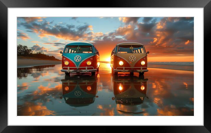 Volkswagen T2 Split Screens Framed Mounted Print by T2 