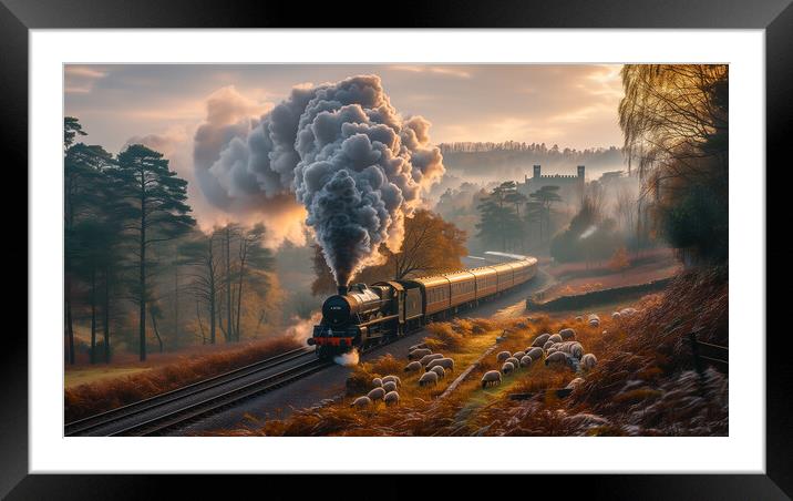 Vintage Steam Train Framed Mounted Print by T2 