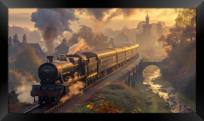 Steam Train Art Framed Print by T2 