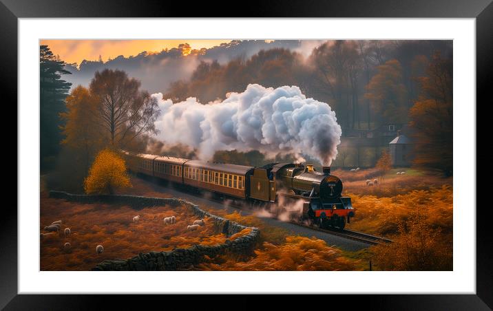 Steam Train Art Framed Mounted Print by T2 