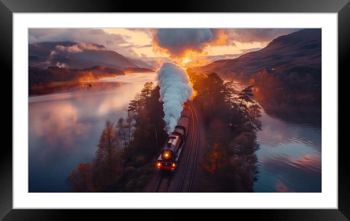 Scottish Highlands Steam Train Framed Mounted Print by T2 