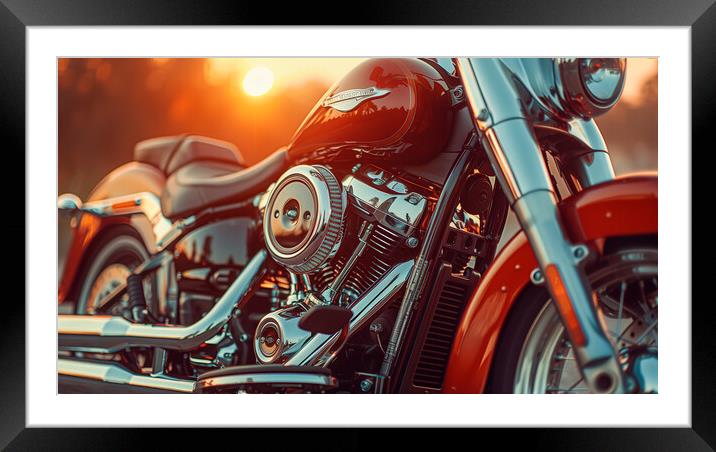 Harley-Davidson Fat Boy Art Framed Mounted Print by T2 