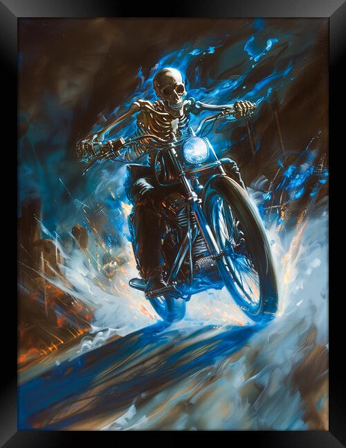 Ghost Rider Harley-Davidson Biker Art Framed Print by T2 