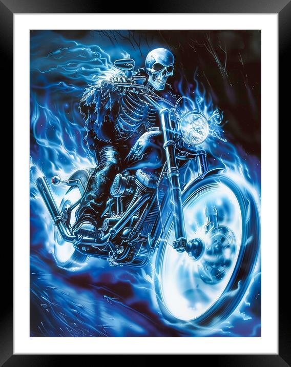 Ghost Rider Harley-Davidson Biker Art Framed Mounted Print by T2 