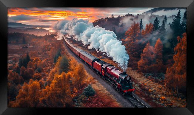 Scottish Highlands Steam Train Framed Print by T2 
