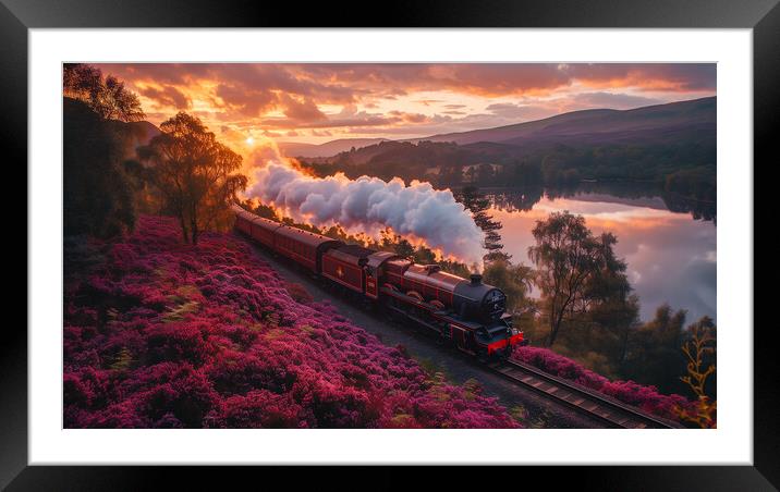 Scottish Highlands Steam Train Framed Mounted Print by T2 