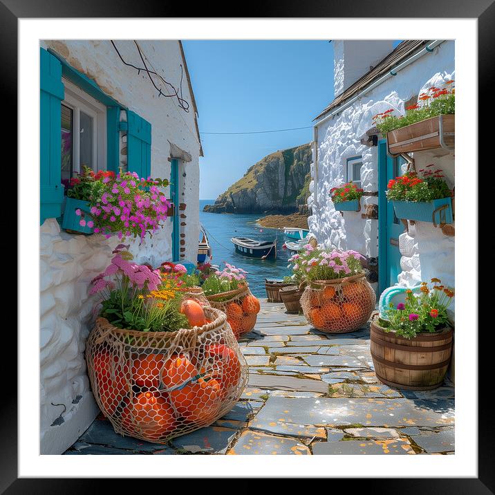 Cornish Fishing Village Cornwall Framed Mounted Print by T2 